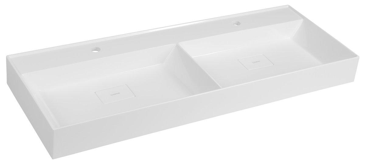 GODIVA Gussmarmor-Doppelwaschtisch 119x44cm, weiß