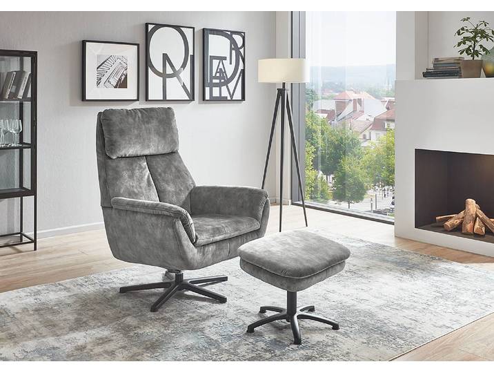 Fauteuil Cardella Gris Velours Amata 79 x 108 x 89cm