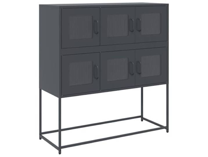 Roanoer Sideboard Anthrazit 100,5x39x107 cm Metall Kommode Stahl Robustes Stauraum Möbel aus Stahl für Flur, Schlafzimmer und Büro mit ergonomischen Griffen und Kippschutz.
