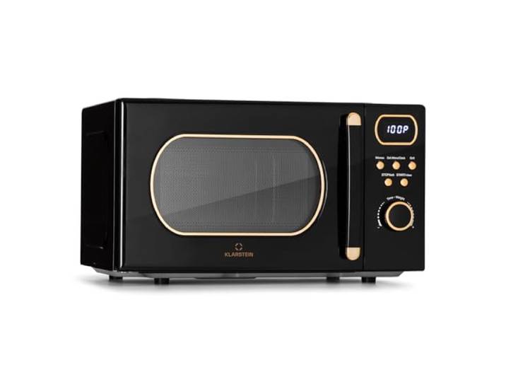 Klarstein Mikrowelle mit Grill, 800 Watt Mikrowelle Klein, Schwarz, Kleine 20 Liter mit Auftau- und Pizzafunktion, Drehteller, Platzsparend, Einfach zu Bedienen