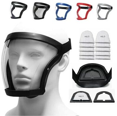 Uplift Essentials Full Face Shield & Reusable Work Protection Mask blue