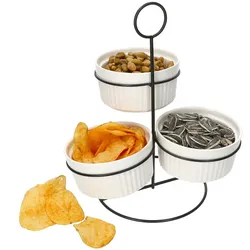 3er Set BIANCA Schalen weiß mit schwarzem Metall-Ständer – 90422*****Standort: ART-1