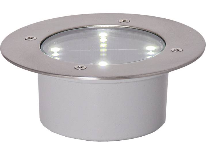 LED Solarleuchte Solar-Spotlight Deckenleuchte , silber, B:12cm H:4,5cm L:12cm T:12cm Ø:12cm, PARFORCE TRADITIONAL HUNTING, Leuchten, LED Solarleuchte, flache Bauform für bodennahen Einbau, Dämmerungssensor