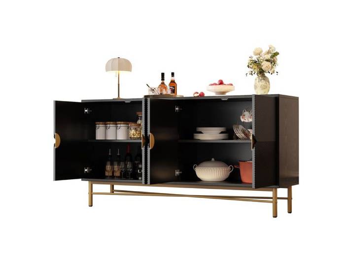 Buffet Logidon structure luxe 160×40×82 cm pieds noirs brillants