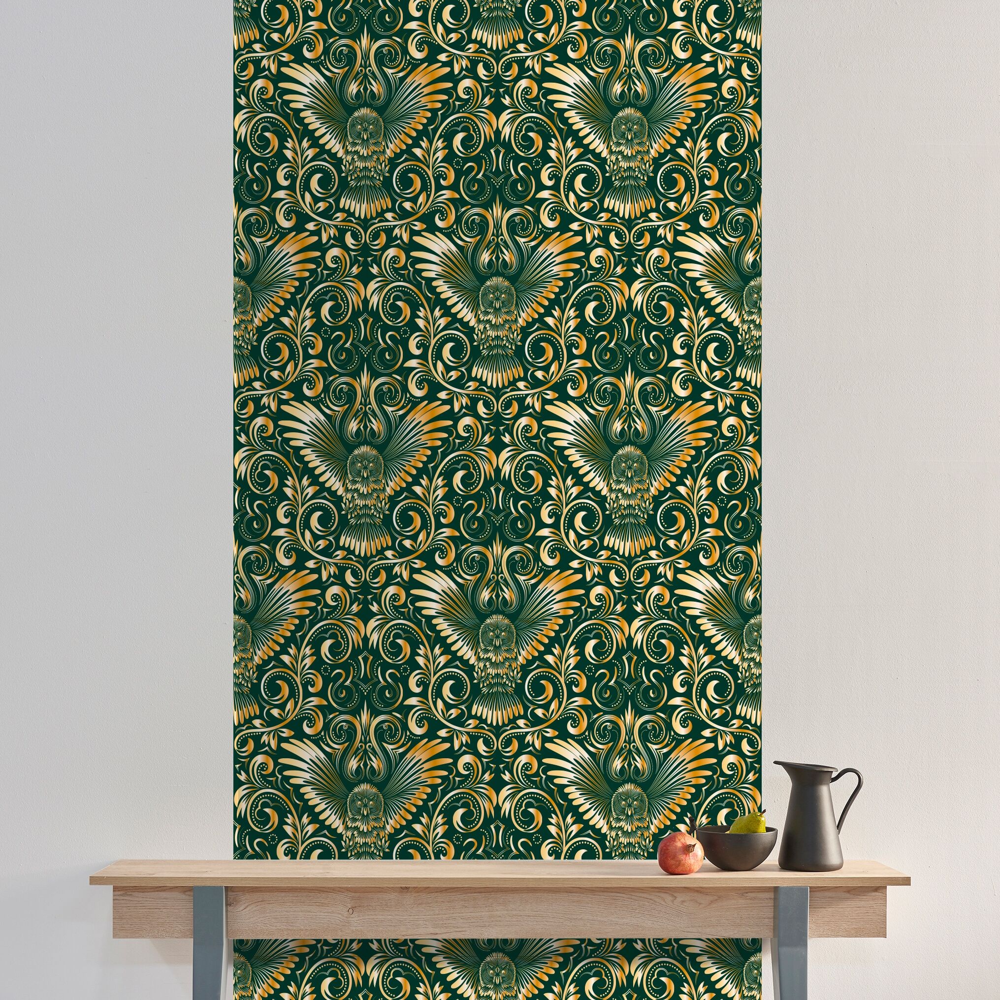 Vinyltapete QUEENCE "Nicola", grün, B:0,9m L:2,5m, Vinyl, Tapeten, Vinyltapete, 90x250cm, selbstklebend, kinderleichte Anbringung,, Sticker grün B/L: 0,9m x 2,5m