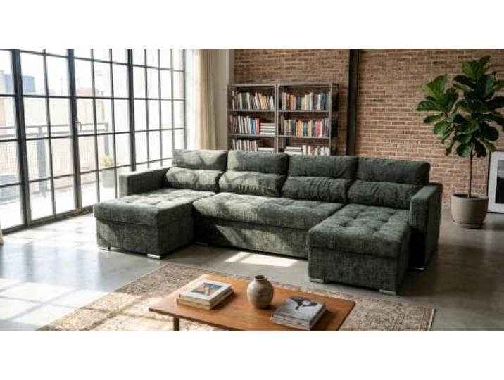 Family Meble Varius Big Wohnlandschaft mit Schlaffunktion – Grau – 95