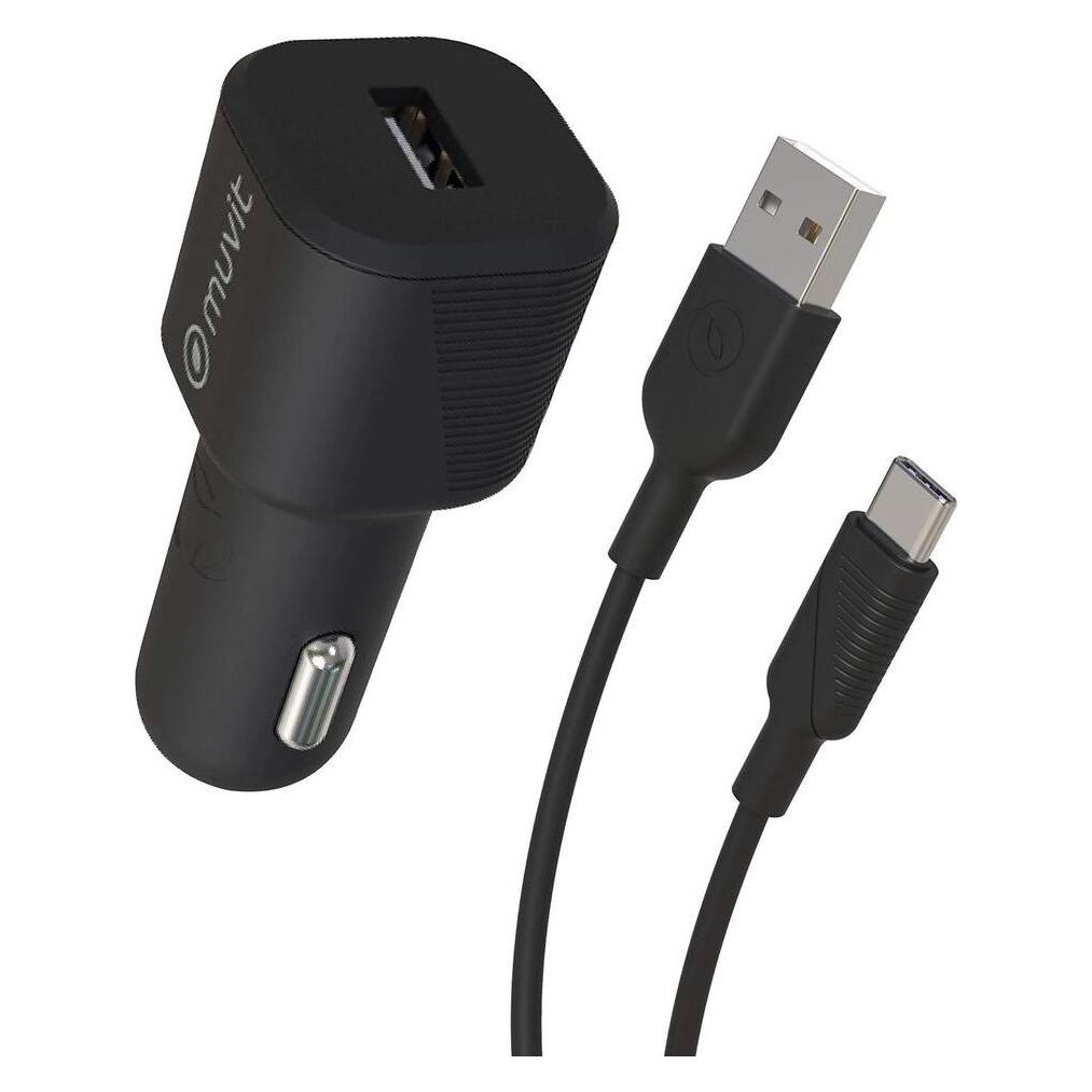 Muvit For Change Pack Chargeur Voiture 12w + Cable USB C 1.2m Noir (MCPAK0015)