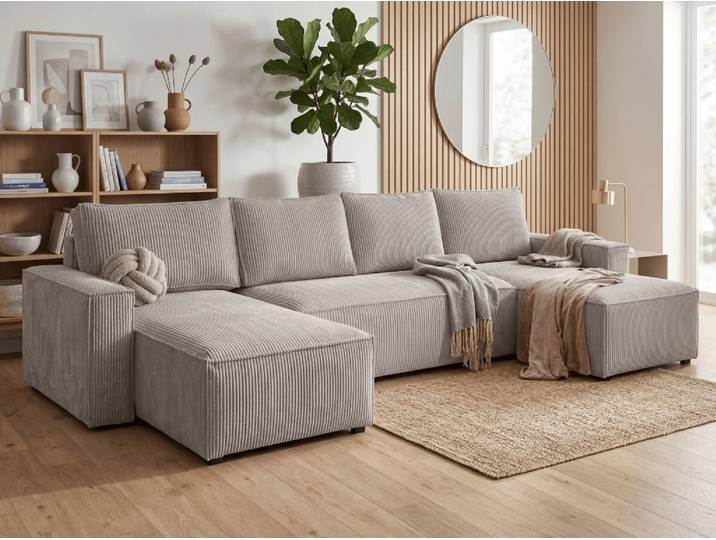 ANGEBOT Beige Wohnlandschaft in U-Form SMART COSARO 295x140 cm II. Wahl