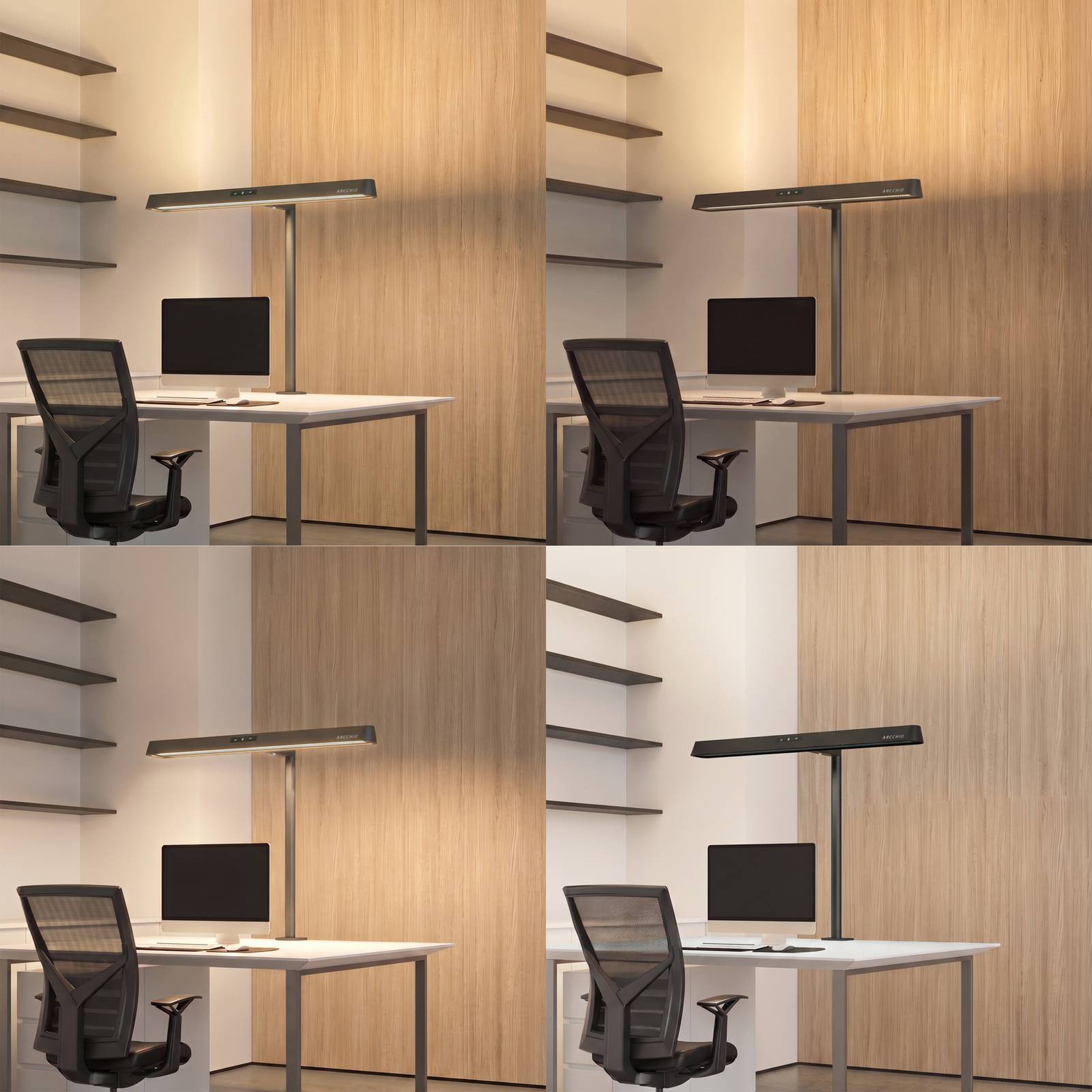 Klemmleuchte Shax Arcchio, dimmbar, schwarz, für Arbeitszimmer / Büro, Metall, Modern, Klemmleuchte