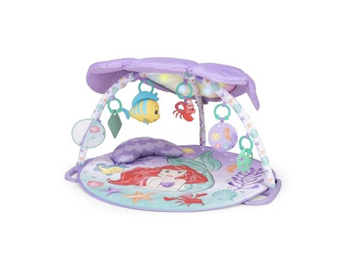 Bright Starts, Disney Baby Die kleine Meerjungfrau Twinkle Trove Spieldecke mit Spielbogen, 25 Minuten Melodien, 6 Spielzeuge enthalten, Neugeborene +