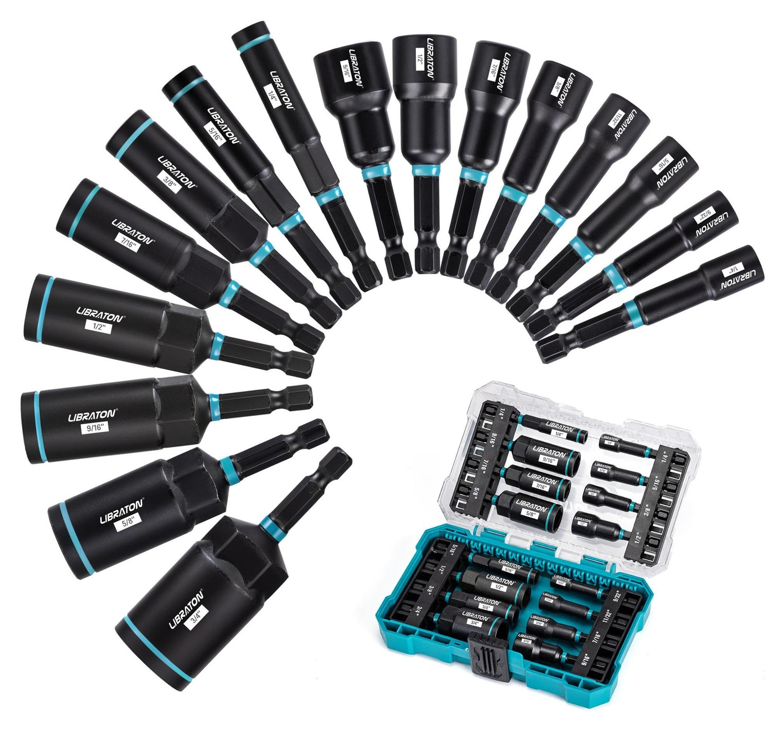Merkloze 16-delige magnetische moer driver set voor autoreparaties