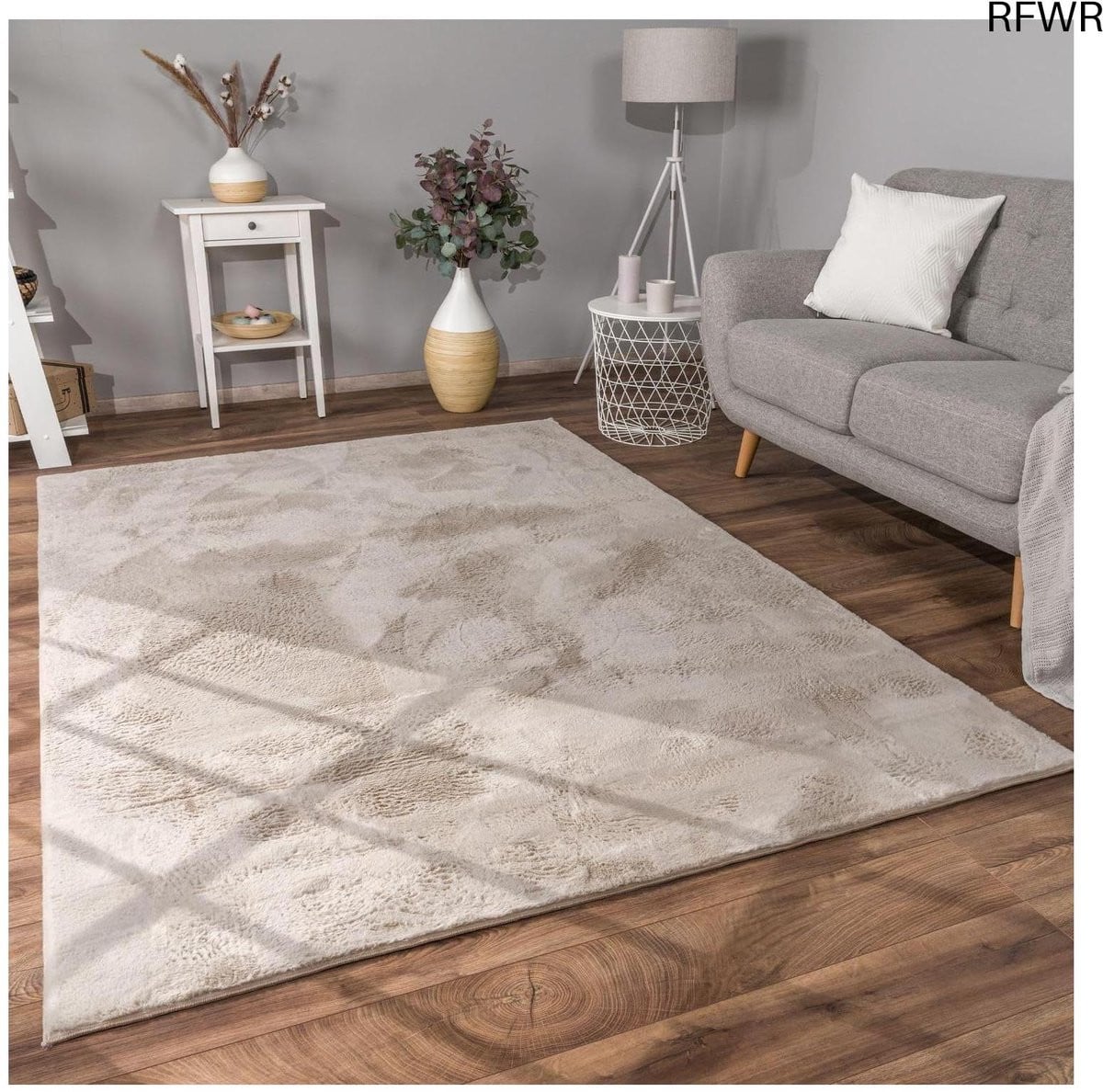RFWR Hoogpolig Tapijt Modern Effen Beige 160 x 220 cm