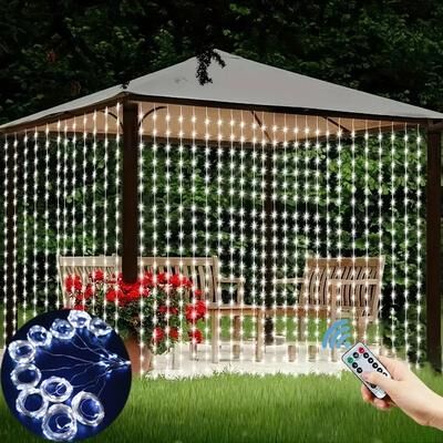 Uplift Picks USB LED Curtain String Lights With Remote For Holiday Decor white usb 3mx2m 200 Led