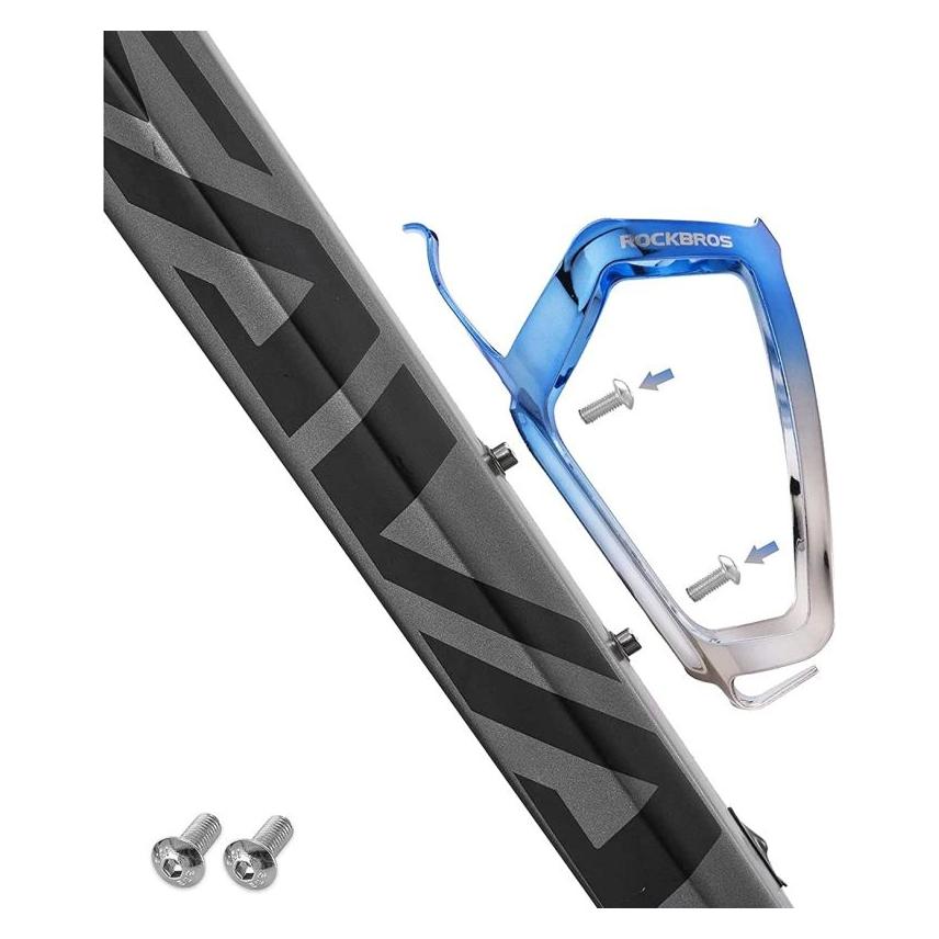 Rockbros Koszyk na bidon RKL02 aluminiowy - niebiesko-srebrny (5907769390401)