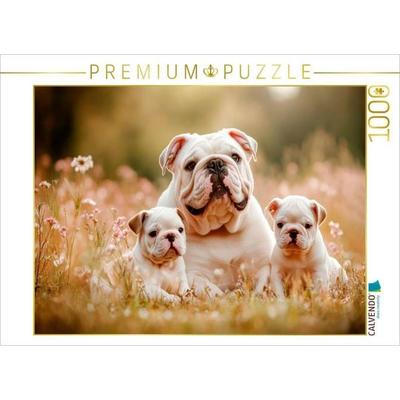 CALVENDO Puzzle Süße Englische Bulldoggenfamilie | 1000 Teile Lege-Größe 64x48cm Foto-Puzzle für glückliche Stunden, von , Calvendo Puzzle