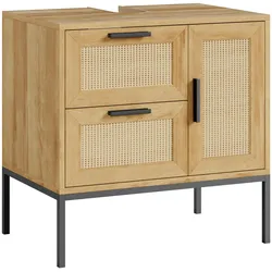 En.Casa, Waschbeckenunterschrank, Waschbeckenunterschrank Marhasa 60x60x40 cm Eicheoptik/Schwarz (60 x 40 x 60 cm)