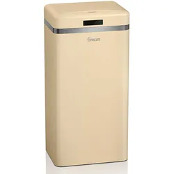 SWAN Retro Mülleimer mit Automatisch öffnender Sensor, Metall, 45 L, Vintage-Design, SWKA4500CN, Creme