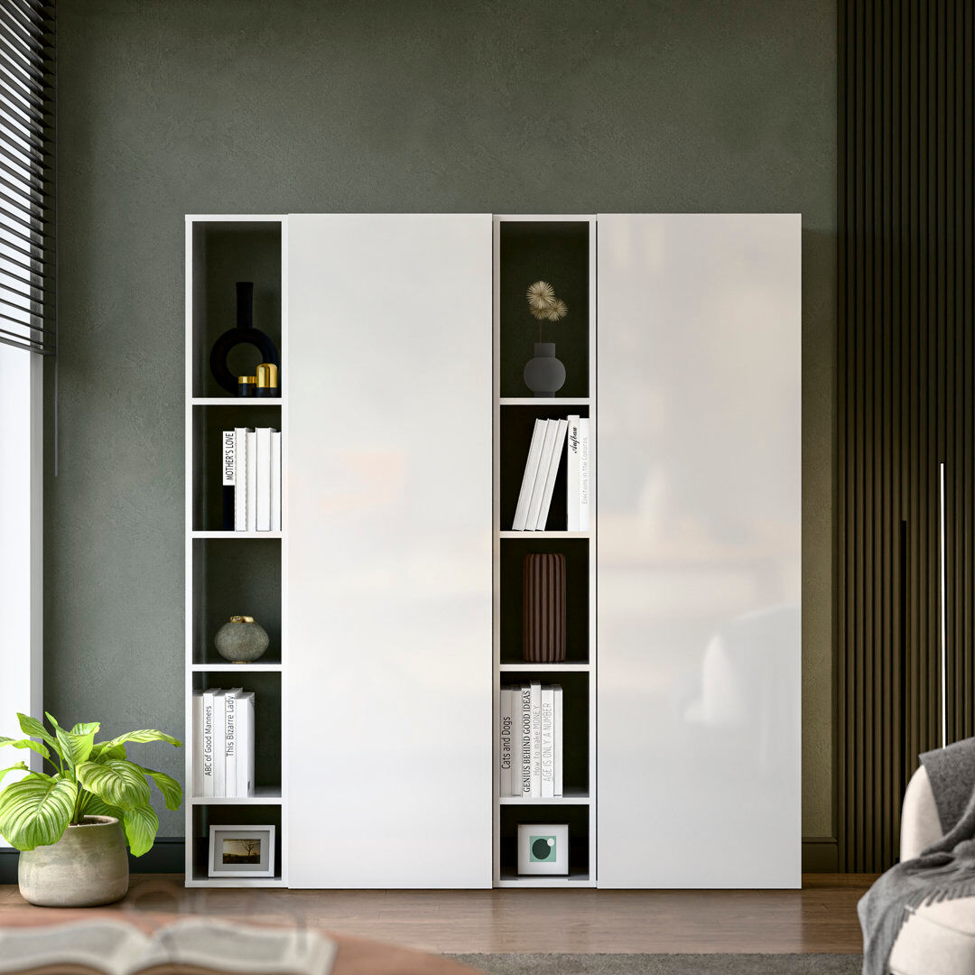 Mikado Living Helsinki 182cm H x 166cm W Bookcase White 182cm H X 166cm W X 29cm D