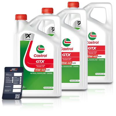 Castrol 15 L GTX 15W-40 A3/B3 + Ölwechsel-Anhänger [Hersteller-Nr. 15F629]