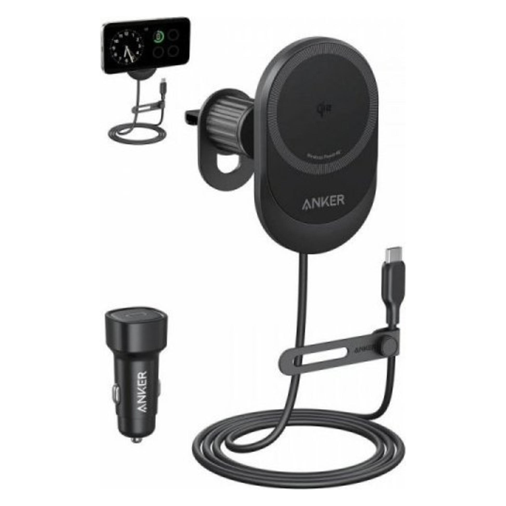 Anker MagGo Car Mount Qi2 15W Charger with Magsafe Certified and Strong Magnets (B2932G11)