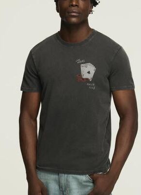 Lucky Brand Vegas Poker Club Tee - Men's Clothing Tops Shirts Tee Graphic T Shirts in Jet Black, Size L
