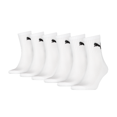 Socken PUMA "PUMA SHORT CREW 6P UNISEX ECOM", Herren, Gr. 43-46, weiß, Baumwollmischung, normal, Socken Socken, Gepolsterte Sohle für Stoßdämpfung und zusätzlichen Komfort