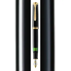 Pelikan M600, Schwarz, Gold, Integriertes Befüllsystem, Diamond, Harz, Gold, Kursiv nib, Gold/Rhodium