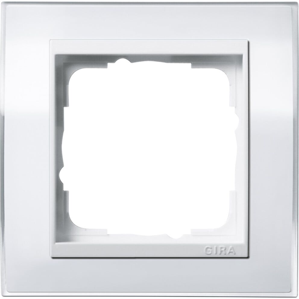 Gira 0211723 Abdeckrahmen 1fach klar weiß, aus Kunststoff mit transparentem Rahmen für die Montage an der Wand, Farbe: klar weiß - 211723)