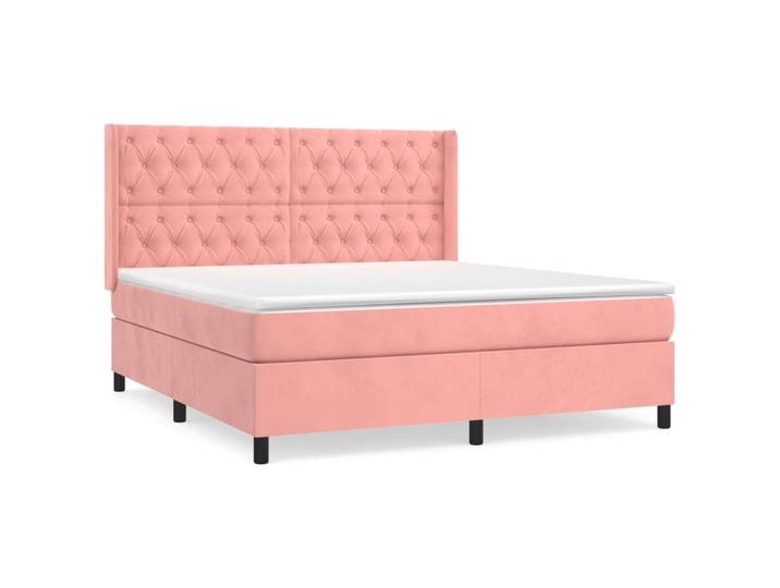 vidaXL Lit boxspring avec matelas rose 160x200 cm velours