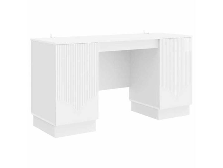(qzs82c）Blanc Bureau Blanc brillant 142 5x50x75 cm Bois d'ingénierie - Fourniture de bureau - Design Moderne
