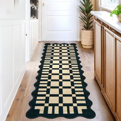 Garvee Scalloped Plaid Area Rugs for Living Room Bedroom