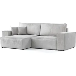 ECKSOFA CAVO mit Schlaffunktion Hellgrau im Wind Stoff