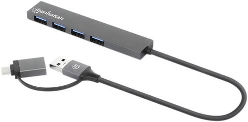 Manhattan 181006 USB-Hub 4 Port USB-A USB 3.0 5 GBit/s Spacegrau 181006
