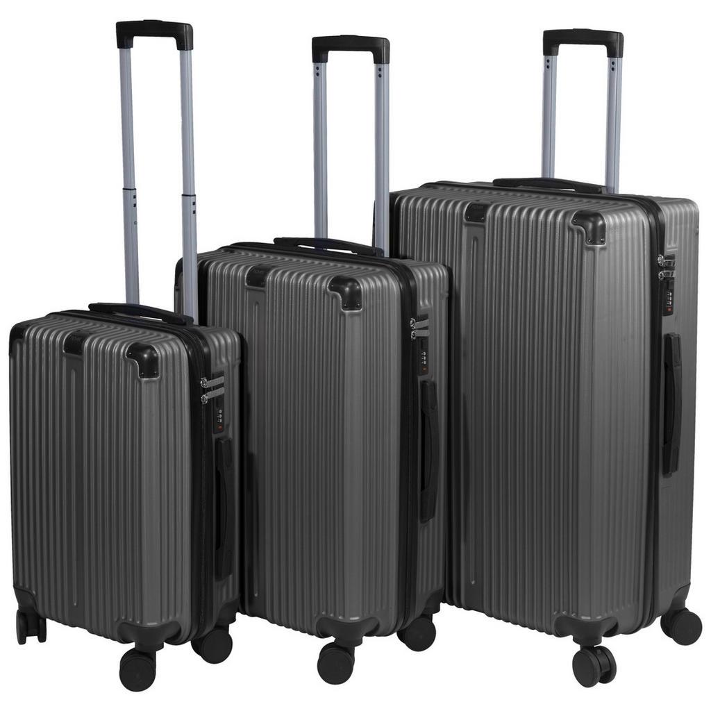 Novel Reisekofferset , Dunkelgrau , Metall, Kunststoff, Textil , 3-teilig , höhenverstellbarer Teleskopgriff, 360°-Rollensystem, TSA-Schloss, Tragehenkel, Netzfach , Freizeit & Co, Reisekoffer & Taschen