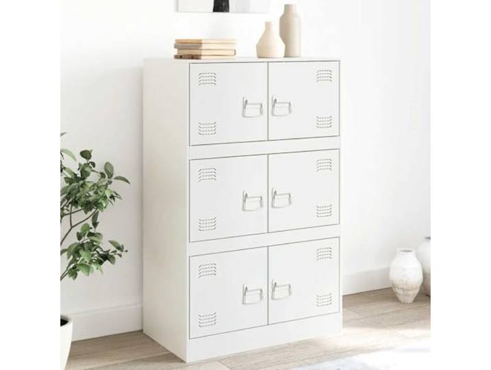 RJPLMFV Anrichte, weiß, 67 x 39 x 107 cm, Stahl 6 Griffe, Aufbewahrung für Zeitschriften, einfache Reinigung, Wandmontage erforderlich