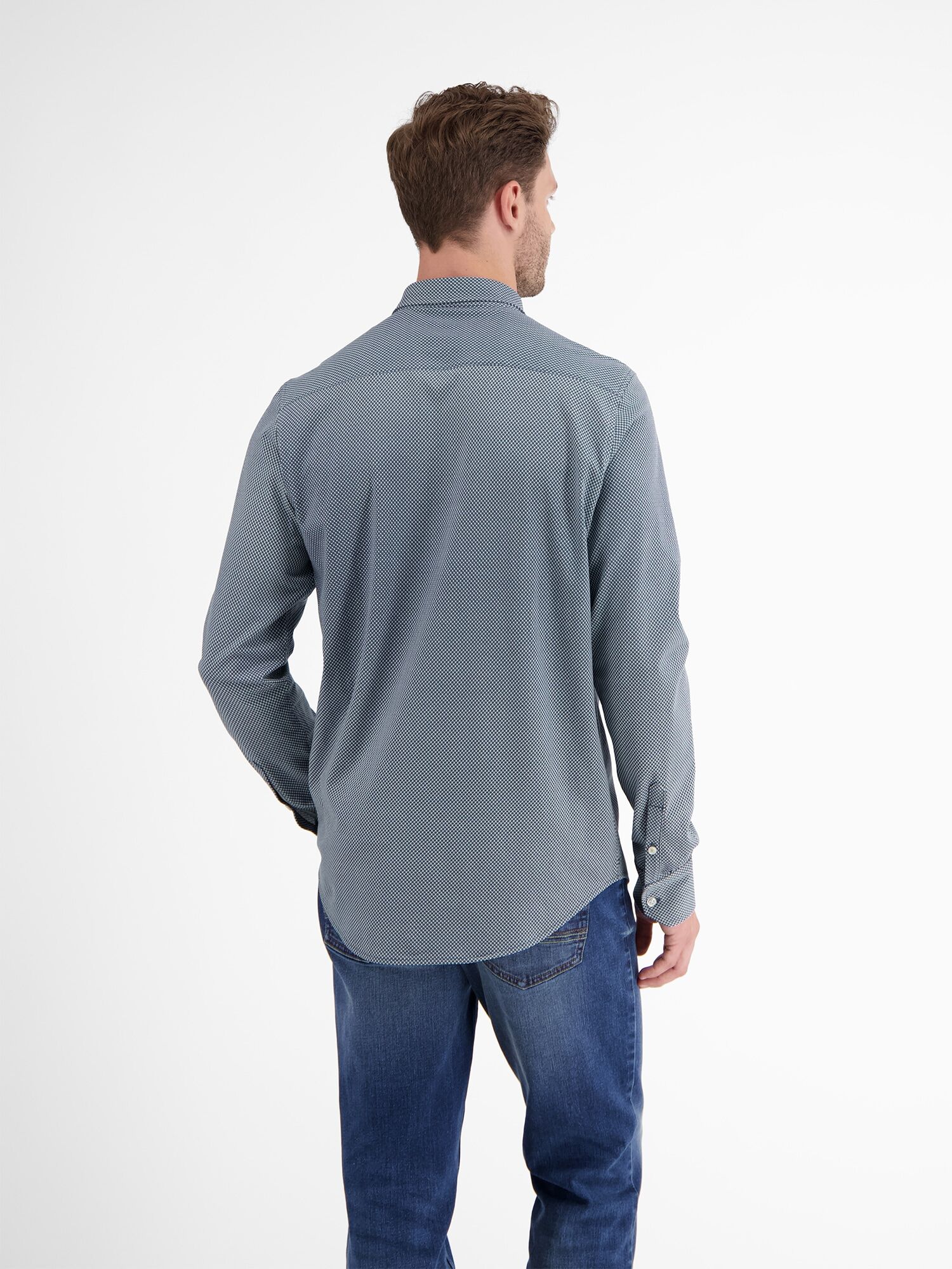 Langarmhemd LERROS "Modisches Jerseyhemd für Herren", Herren, Gr. 3XL, Normalgrössen, blau (crispy blau), 100% Baumwolle, Hemden Langarmhemd crispy blau 3XL, Normalgrössen