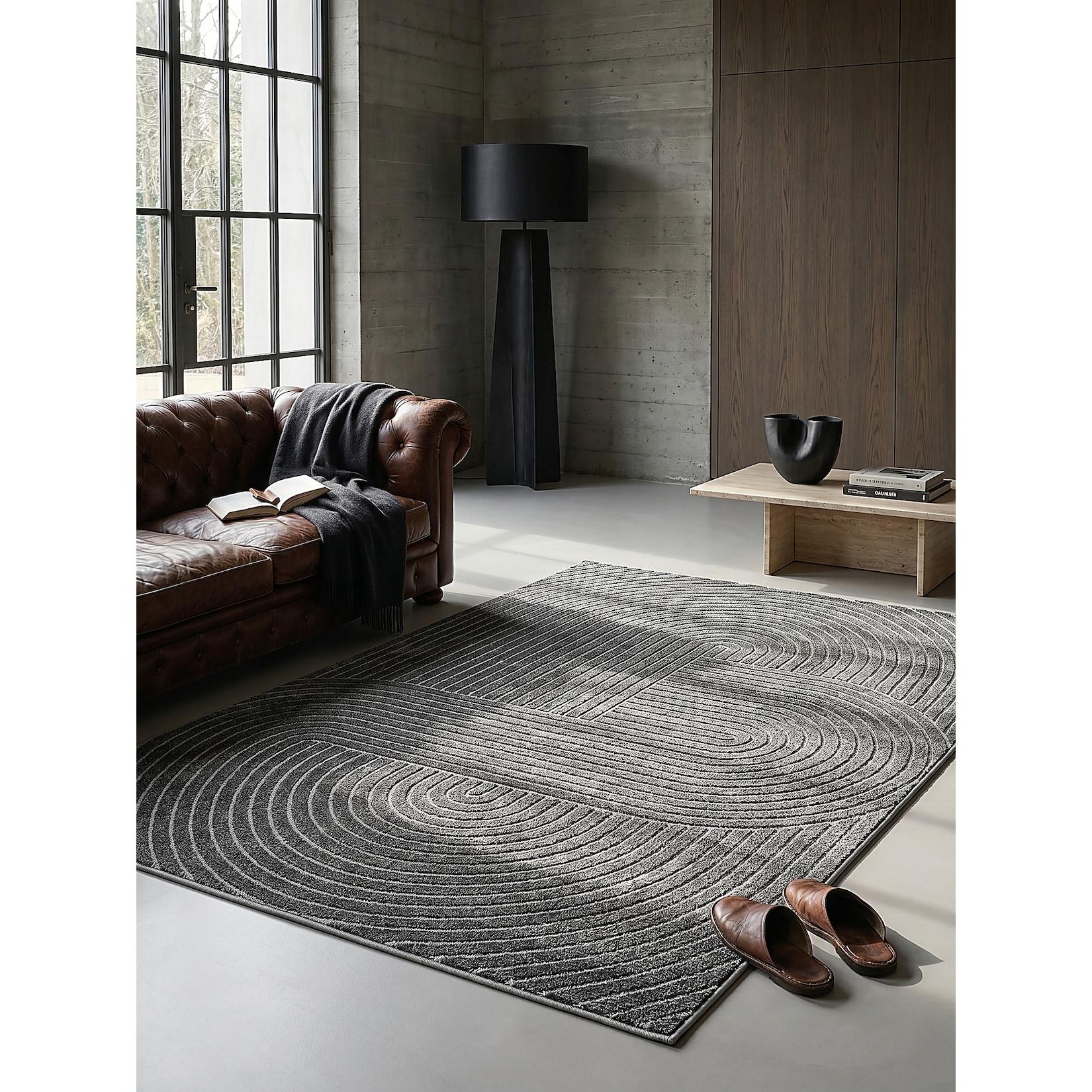 Outdoor-Teppich Niederflor Anthrazit 240x340 cm - MEZEN Kadima