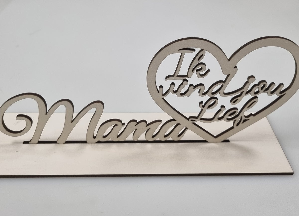 Houten decoratie standaard Mama ik vind jou lief