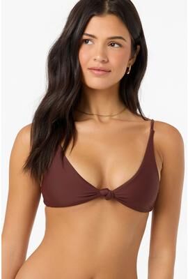 O'Neill s Saltwater Solids Pismo Bralette Bikini Top in Chocolate, Elastane/Polyamide