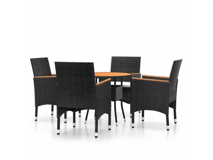 “Winter Sale TOP meuble d'extérieur arrière-cour terrasse Noir - Ensemble à manger de jardin 5 pcs Résine tressée Noir PRO55890