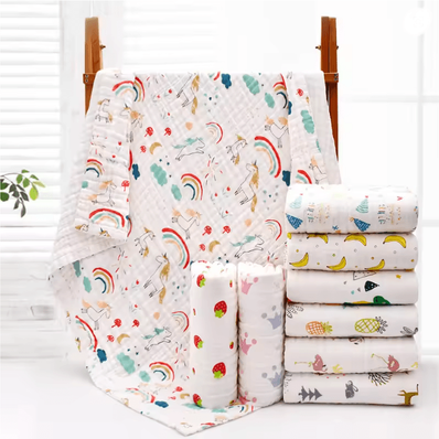 Inspire Essentials PureGauze Cotton Baby Bath Towel Four Layer Muslin Swaddle Blanket j