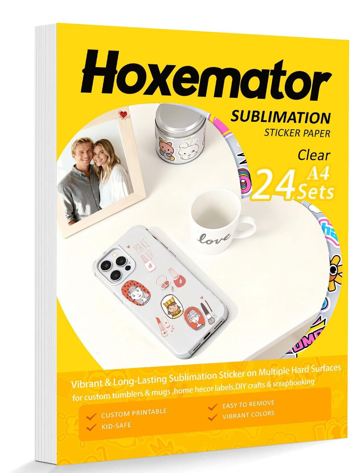 Selius Sublimatiepapier Set met Inkt en Transparante Sublimatiefolie, 24 stuks