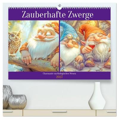 Zauberhafte Zwerge - Charmante mythologisches Wesen (hochwertiger Premium Wandkalender 2027 DIN A2 quer), Kunstdruck in Hochglanz