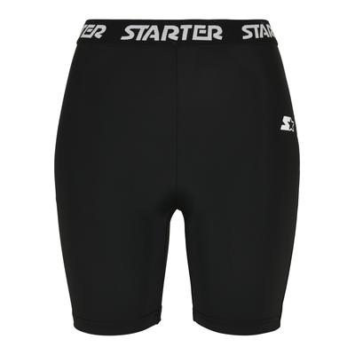 Shorts STARTER BLACK LABEL "Starter Black Label Damen Ladies Starter Logo Tape Cycle Shorts", Damen, Gr. S, US-Größen, schwarz, 80% Polyimid, 20% Elasthan, unifarben, slim fit, Hosen Shorts