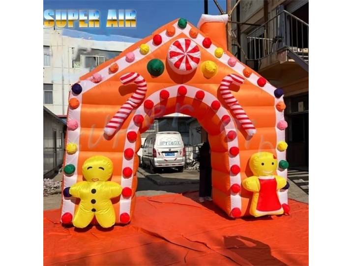 Telle belle conception personnalisée utilisée pour les enfants qui jouent, arche gonflable en forme de bonbon pour décor de fond.