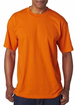 Bayside BA1701 USA-Made 50/50 T-Shirt in Safety Orange size 4XL   Cotton Polyester 1701