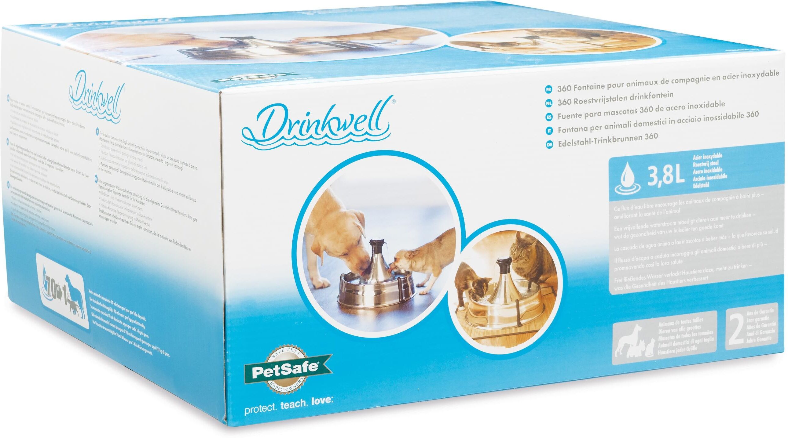 Wasserspender PETSAFE "PetSafe Drinkwell 360", silber (silberfarben), Edelstahl, Haustiertränken, Wasserspender silberfarben Einheitsgröße
