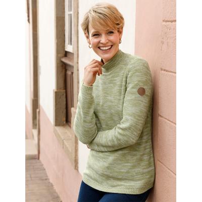 Stehkragenpullover CLASSIC BASICS "Stehkragen-Pullover", Damen, Gr. 46, grün (schilf, meliert), 100% Polyacryl, gemustert, mehrfarbig, meliert, Pullover Stehkragenpullover