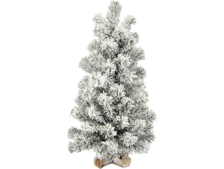 Dekobaum I.GE.A. Weihnachtsdeko, Weihnachtsbaum , grün (grün, weiß), B:30cm H:60cm T:30cm, Kunststoff, Dekofiguren, Dekobaum, Tannenbaum auf Holzfuss mit Kunstschnee 60 cm
