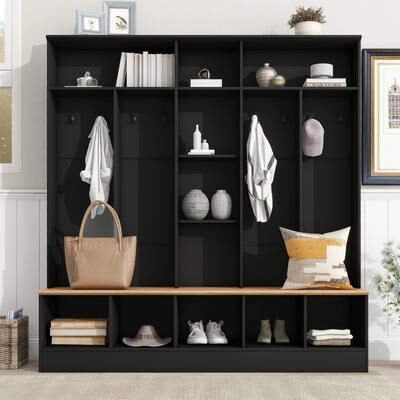 toswini Wide Design Hall Tree with Storage Bench and 8 Hooks